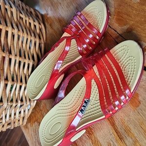 Zara JELLY slide sandals 7.5 Red‎